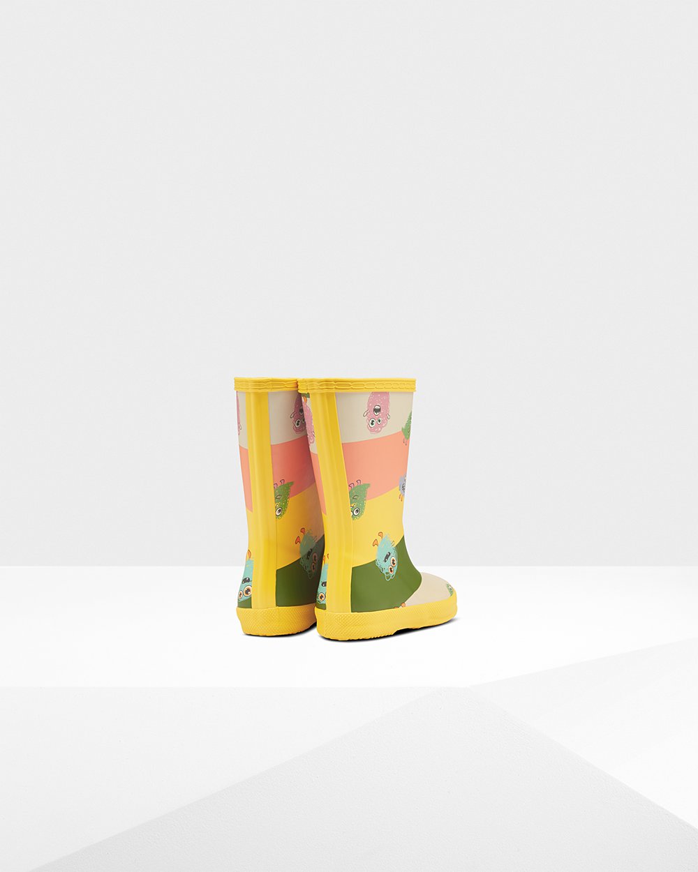 Kids Hunter Original First Classic Scribble Print - Rain Boots Yellow - 7513-NSFYJ